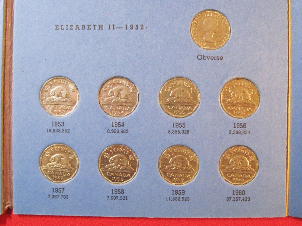PARTIAL #1+#2 CANADA NICKEL/ 5 CENT COLLECTION  (#352E)