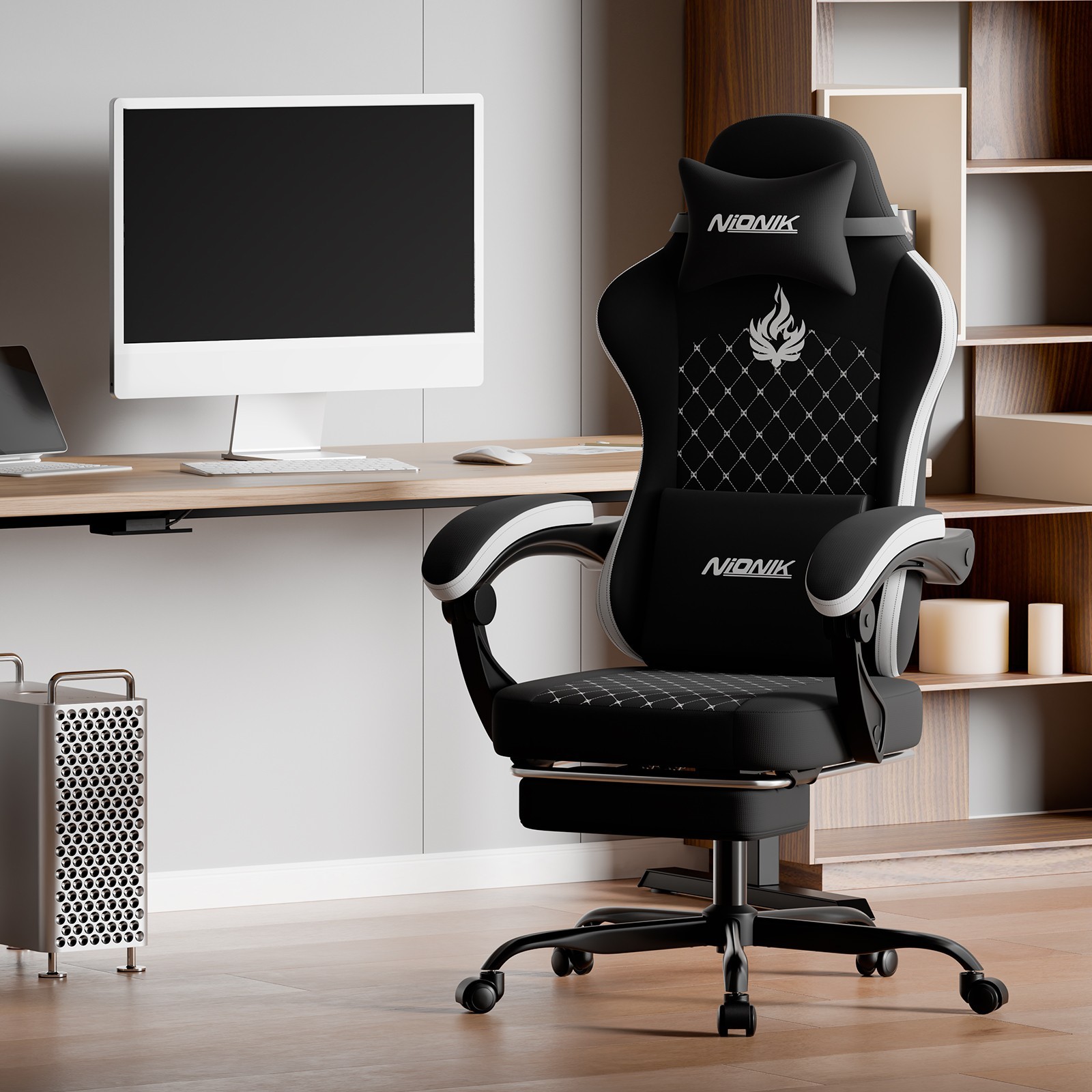 Gaming Chair with Massage Ergonomic PC Gaming Chair Computer Chair with Footrest