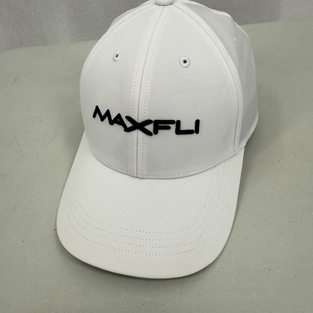 Maxfli White Golf Hat Cap Adjustable Embroidered Logo Performance Wicking