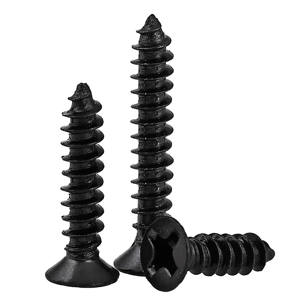 Small Tapping Screws Mini Phillips Flat Countersunk Head Black M1-M3 Sheet Metal