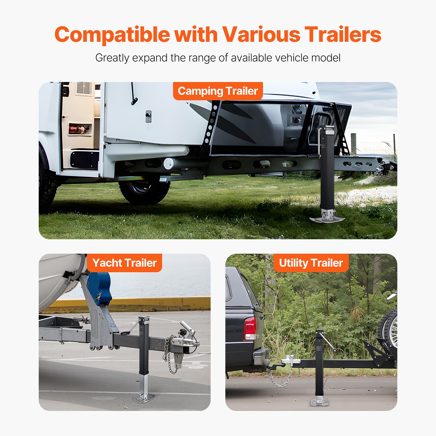 Trailer Jack Weld-on Pipe Mount Swivel Trailer Jack 8000 lbs 15" Travel