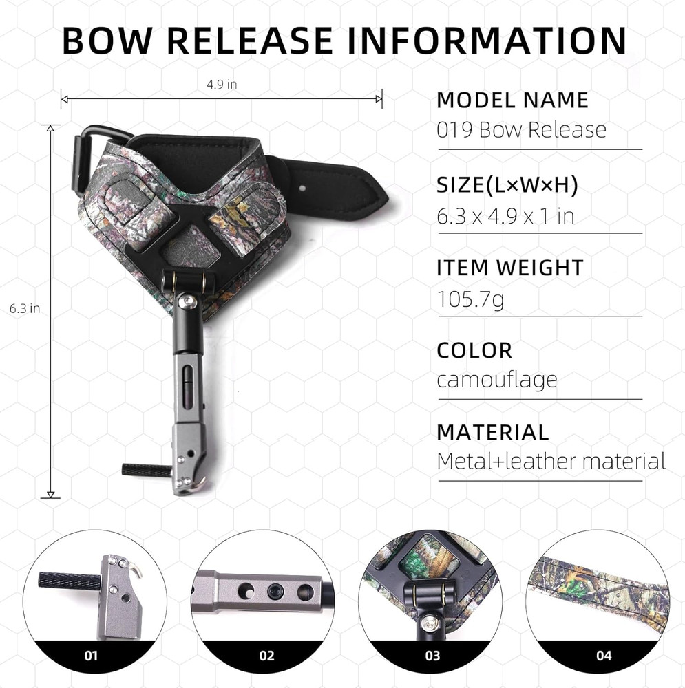 Compound Bow Wrist Release 360 Degree Rotatable Jaws Archery Release Aids Adjust
