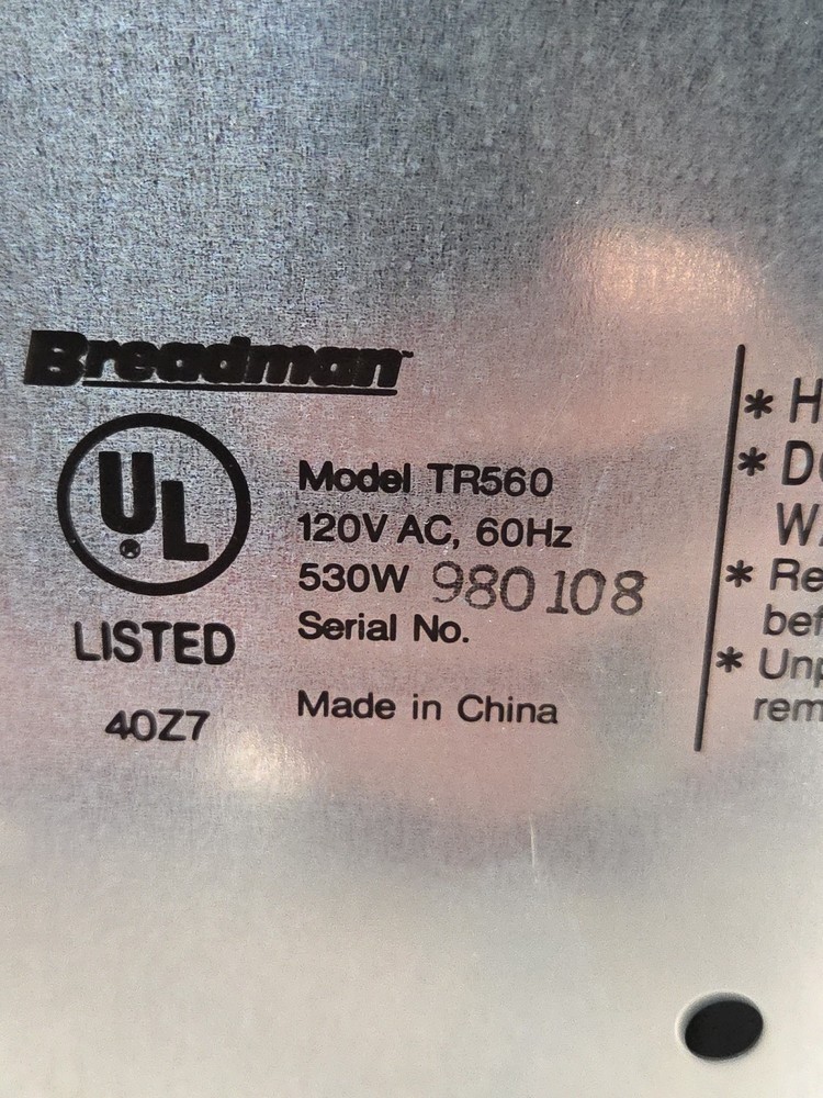 Breadman TR560 Bread Machine