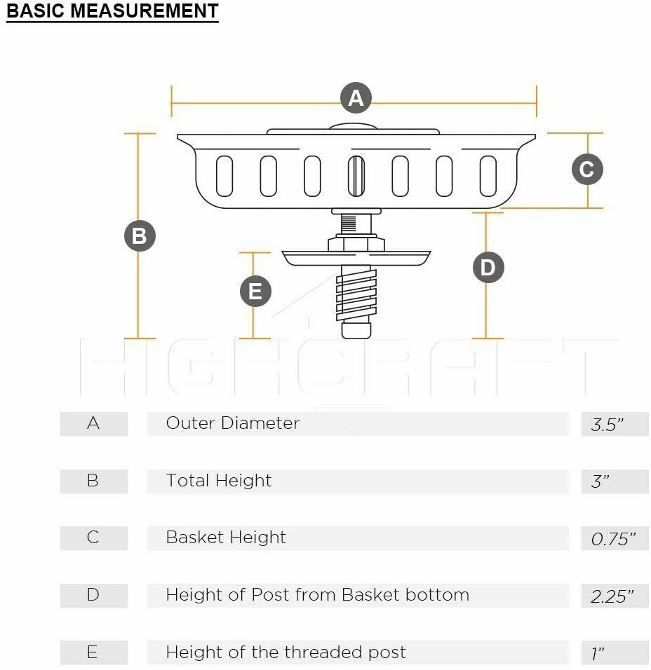 Stainless Steel Kitchen Sink Strainer Stopper Drain Basket 31/2inc Waste Plug US