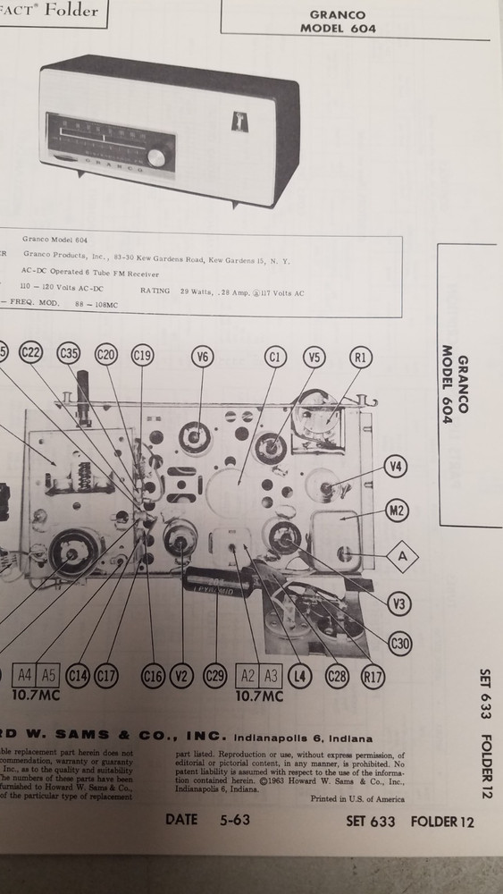 Sam's Photo Facts #633 5/63 complete set (D)