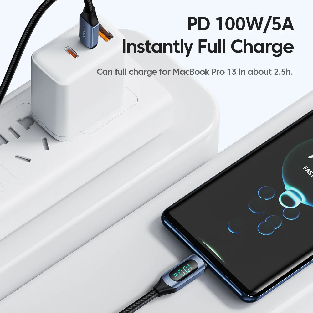 Toocki USB Type C to Type C Cable 100W PD Fast Charging Display Data 6ft Cable