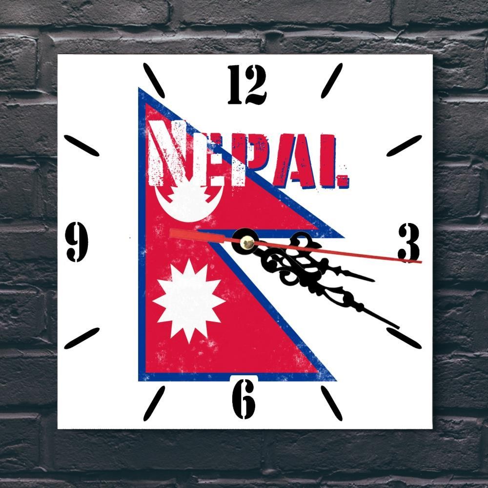 Nepal Flag Wall clock patriots CERAMIC Tile Watch Support Décor