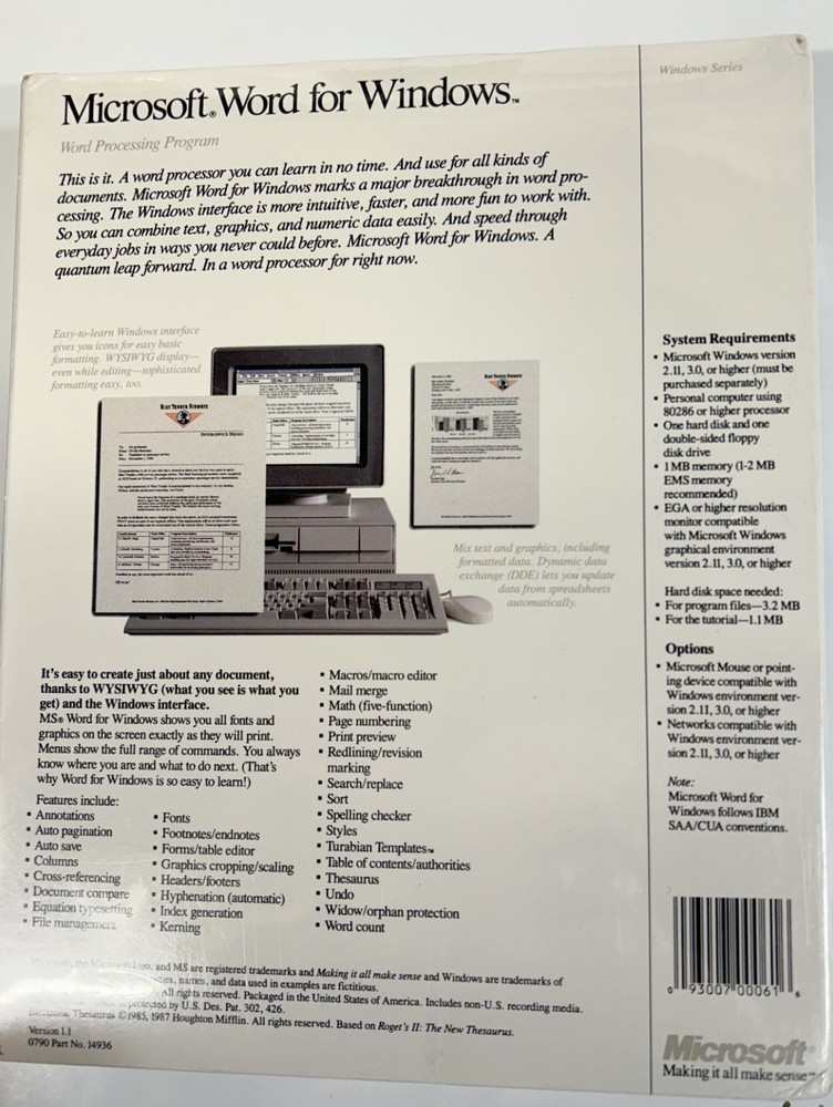 Microsoft Word for Windows 5.5 NIB Never opened