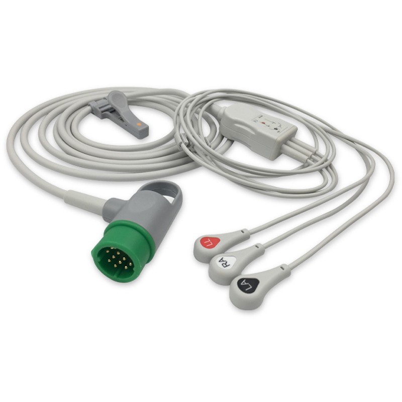 11110-000029 Compatible One-Piece ECG Cable w/ Snap End for Physio-Control (1Pc)