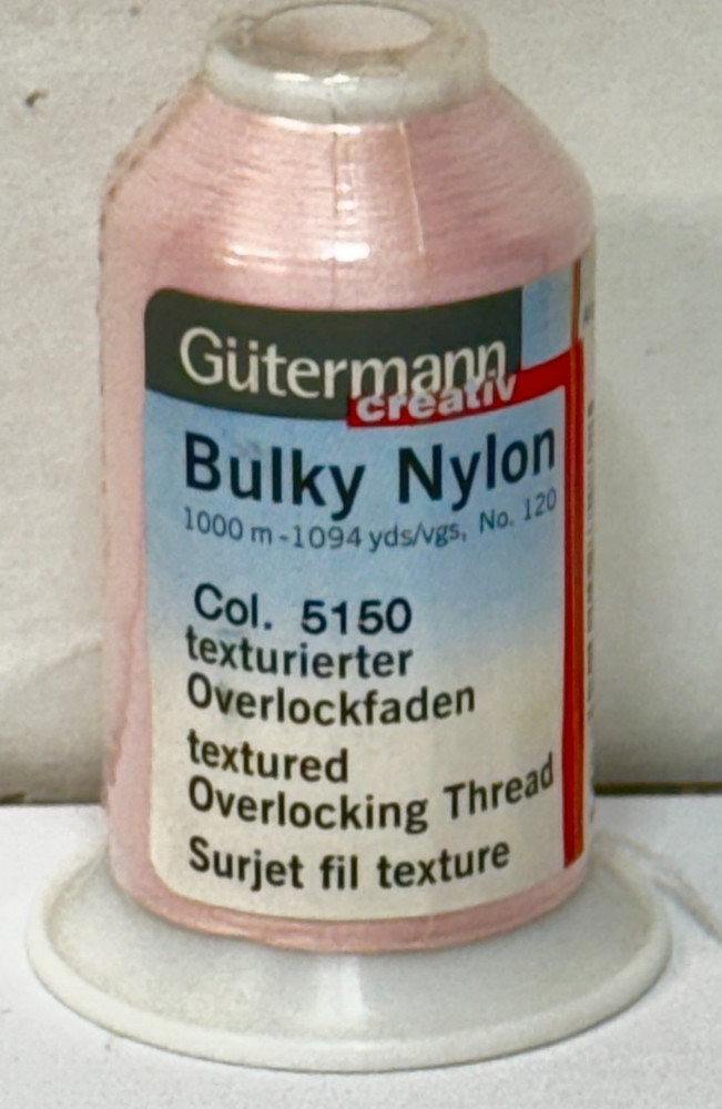 Gutermann Bulky Nylon Thread Overlocking, Textured, 5150 Pink, 1000M