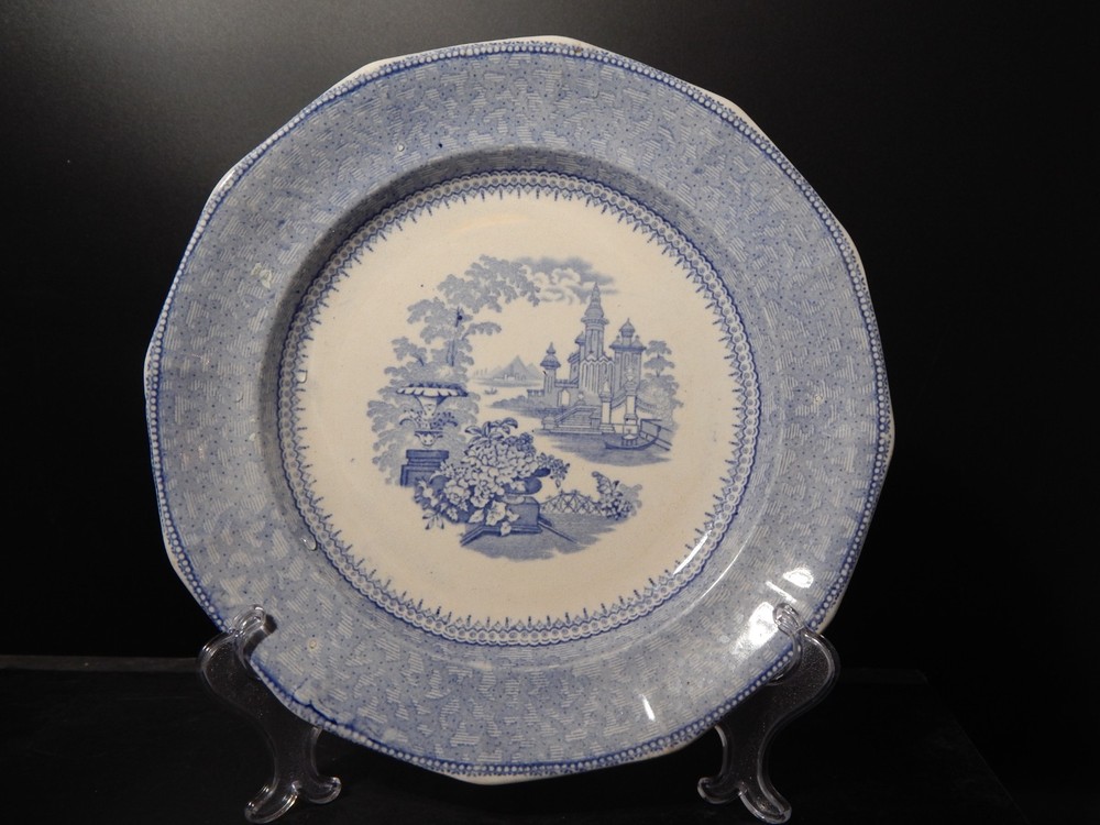 Antique Ironstone Transferware Marine Pattern Plate E. & G. PHILLIPS Defect