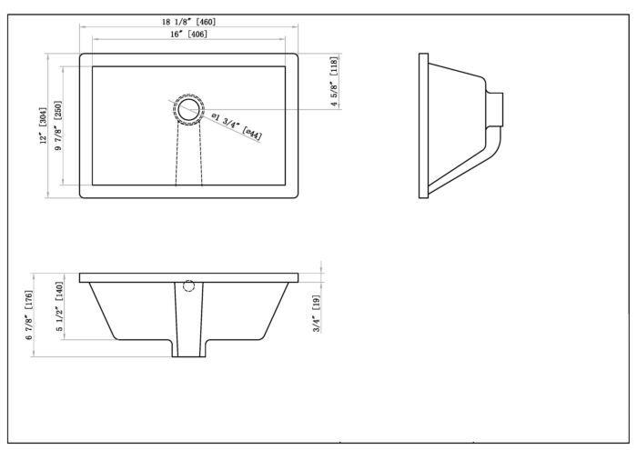 Porcelain Medium Rectangular Bowl Undermount White Bathroom Ceramic Sink Modern