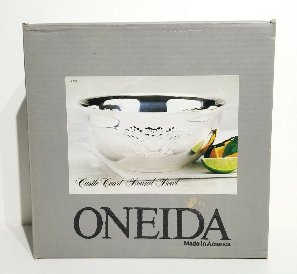 Vintage 1989 Oneida Castle Court 10" Round Silverplate Bowl 553210 ☆ New ☆