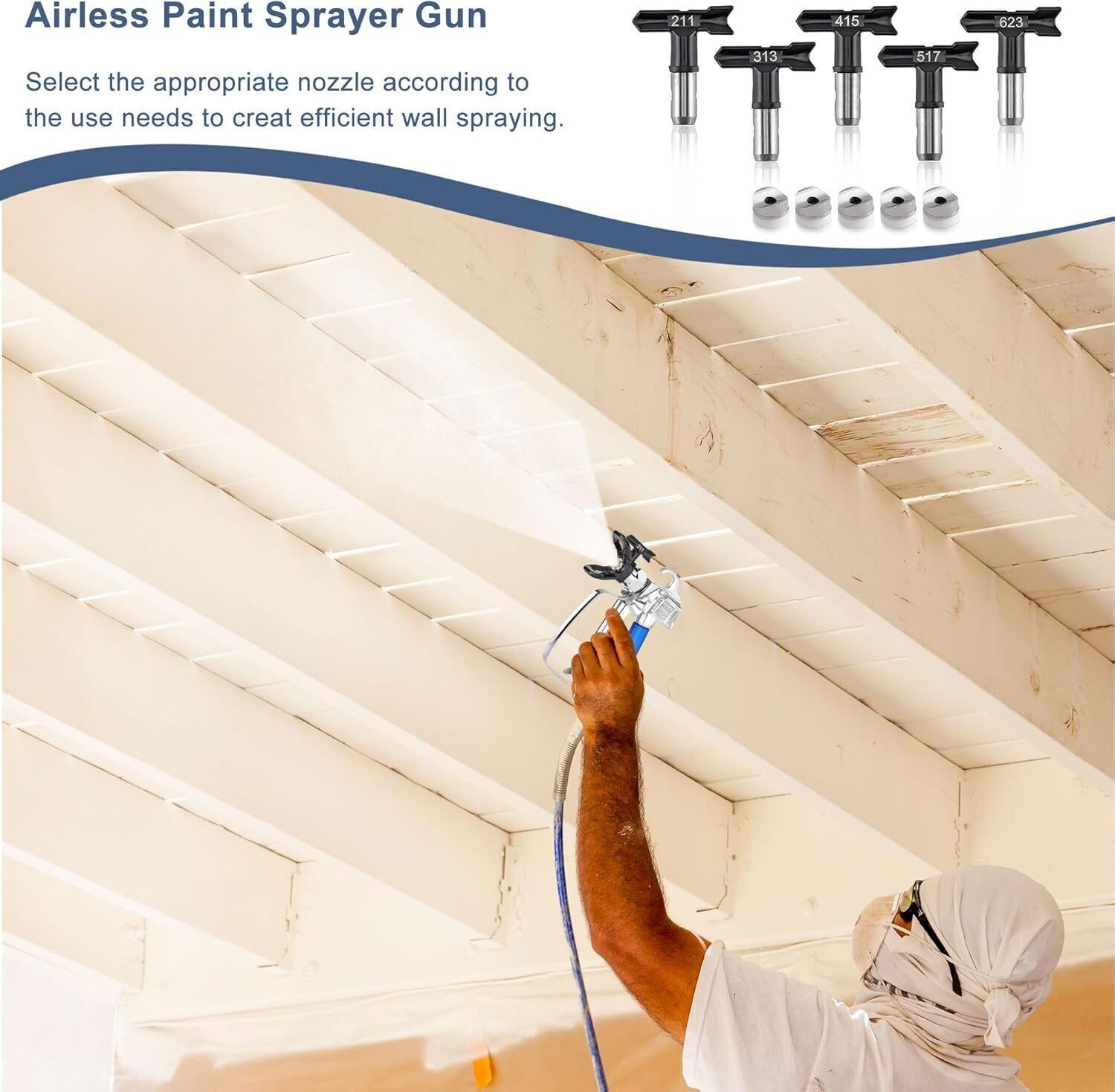 12 Pcs Airless Paint Sprayer Gun with Nozzle Guard Spray Tips and Airless Paint