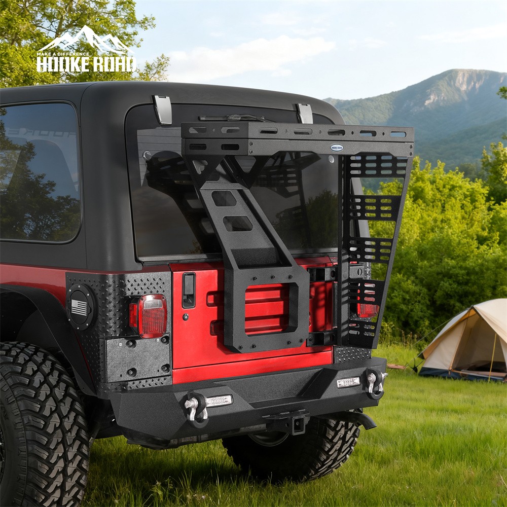 Hooke Road Tailgate Basket Rear Cargo Rack w/ Hinge for Jeep Wrangler TJ 97-06