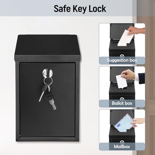 Secure Wall-Mounted Mailbox for Outside, Rust-Proof Steel Postbox Key Lock