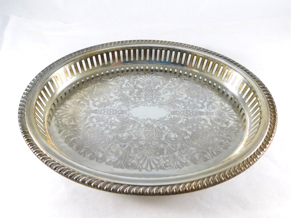 Vintage Oval Silverplate Tray  11.5”