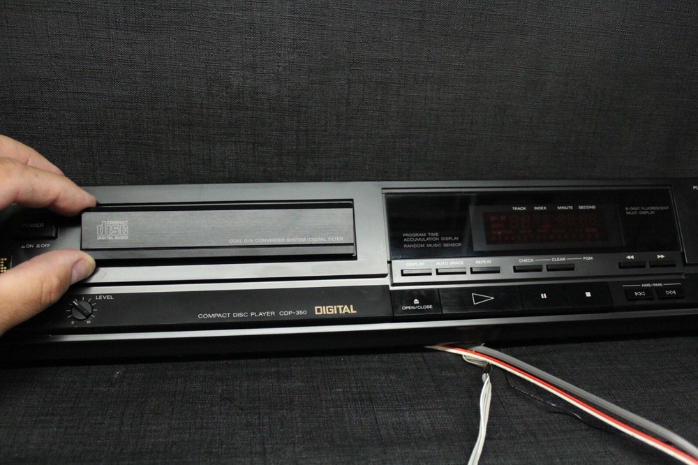 Authentic Sony CDP-350 CD player Front Panel Face plate screen w/ electronics