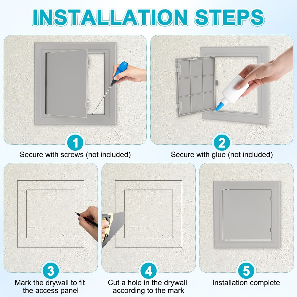 1-Pack Access Panel for Drywall, 5.7x6" Plastic Wall Hole Cover [Gray]