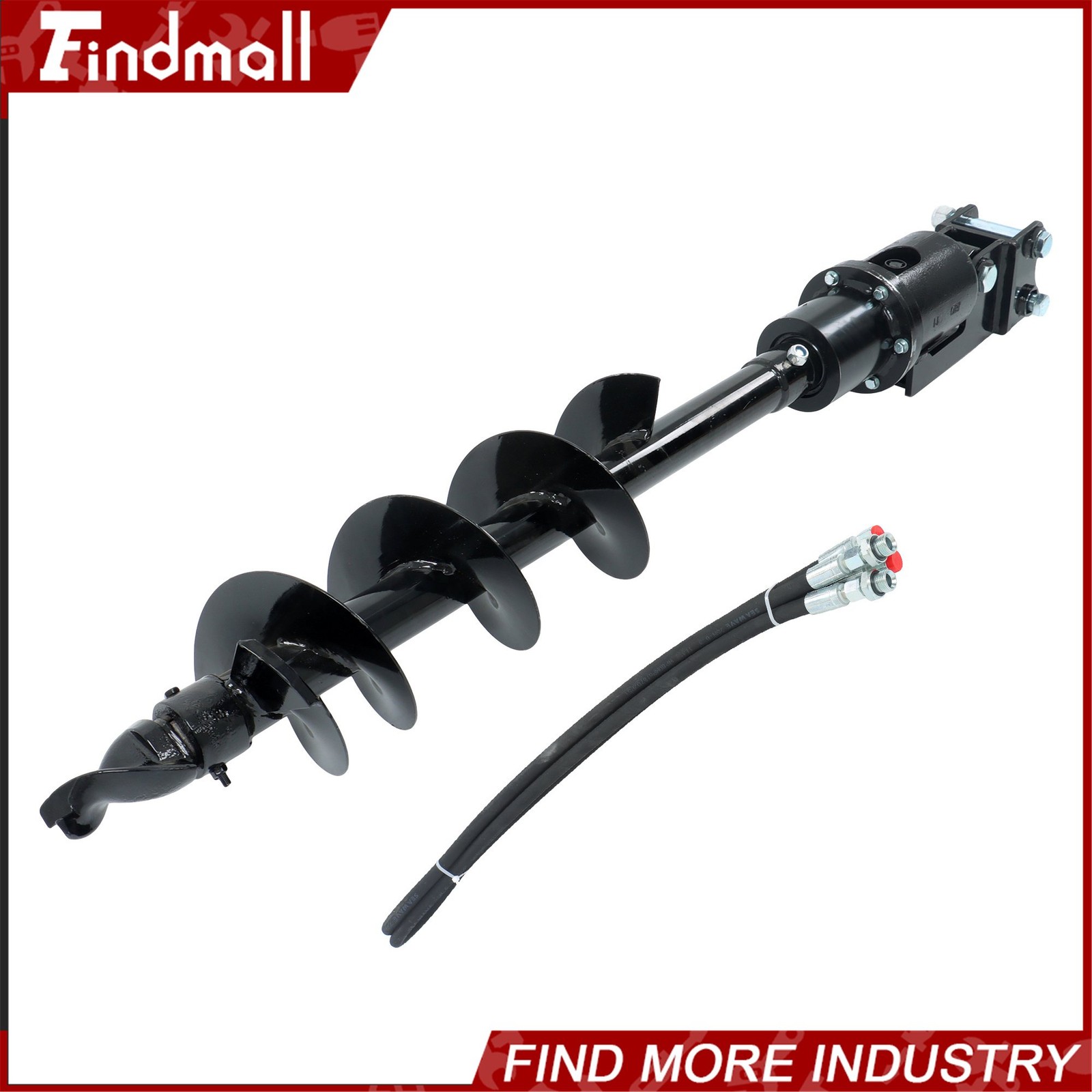 Findmall 200mm Auger Drill with Hoses for 1-1.5 Ton Mini Excavator