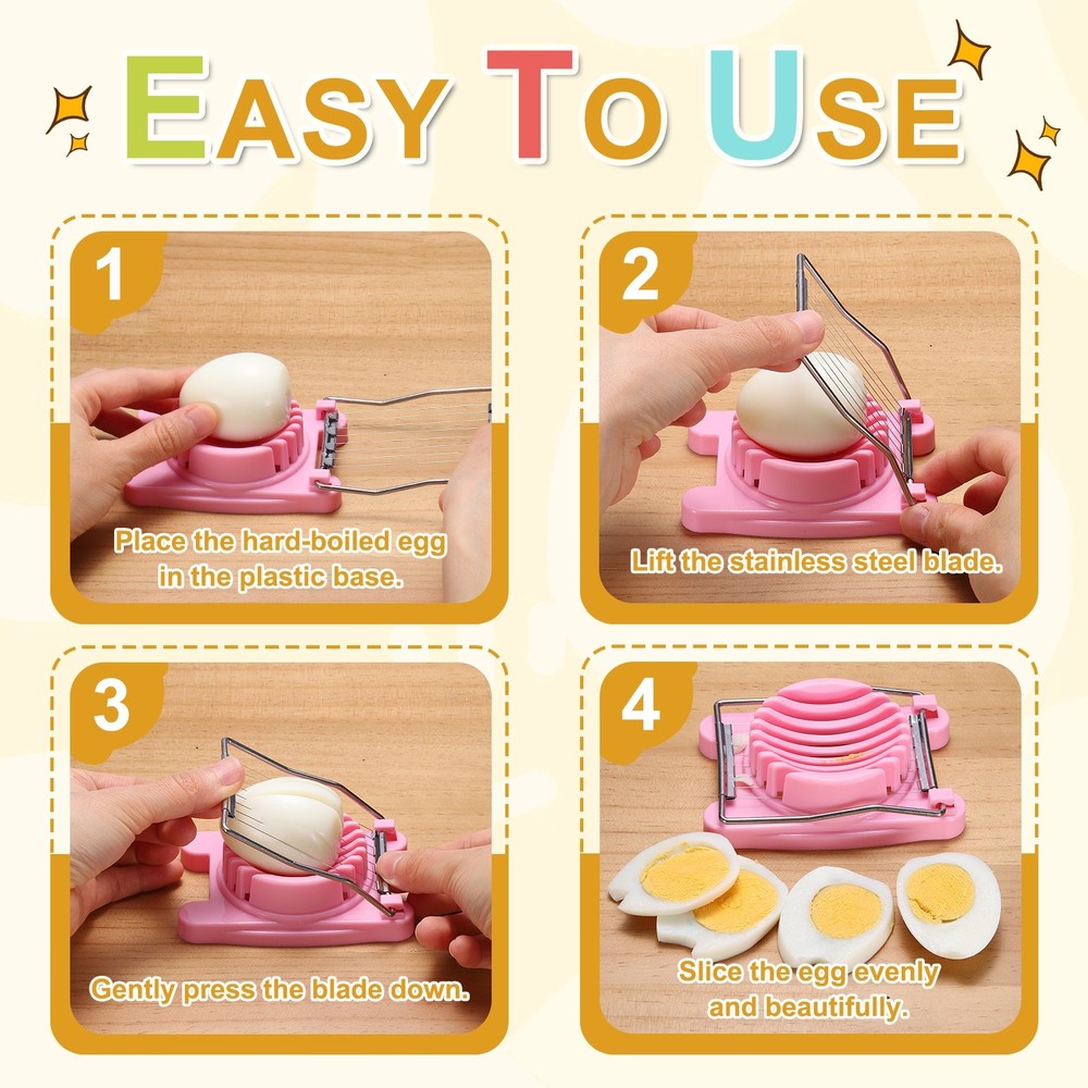 2 Pack Egg Slicer for Hard Boiled Eggs, Pink