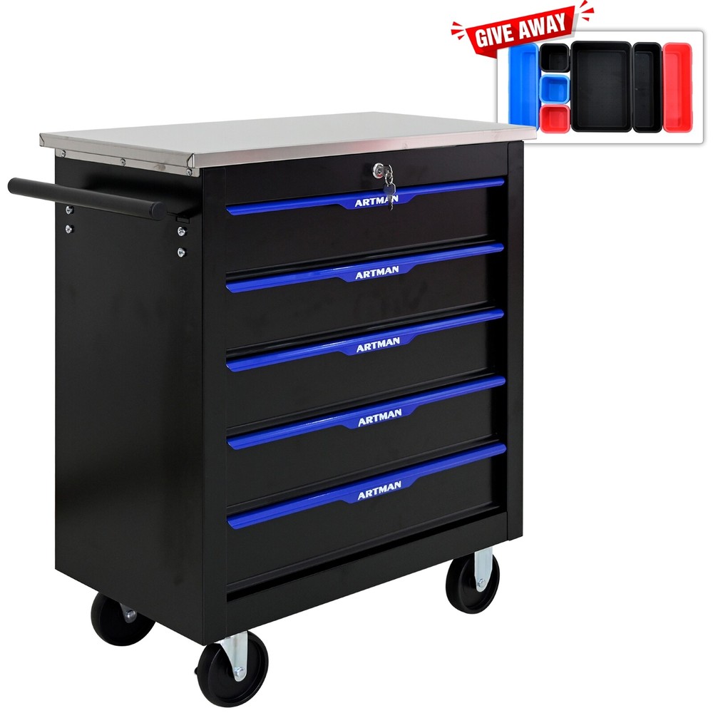 5 Drawer Rolling Tool chest, Tool Organizer, Splicable, for Garage Workshop