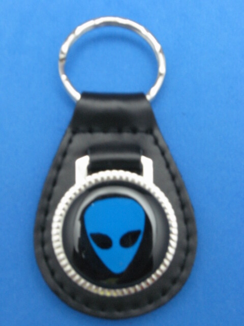 ALIEN - BLUE - BLACK LEATHER KEYRING KEYFOB #171