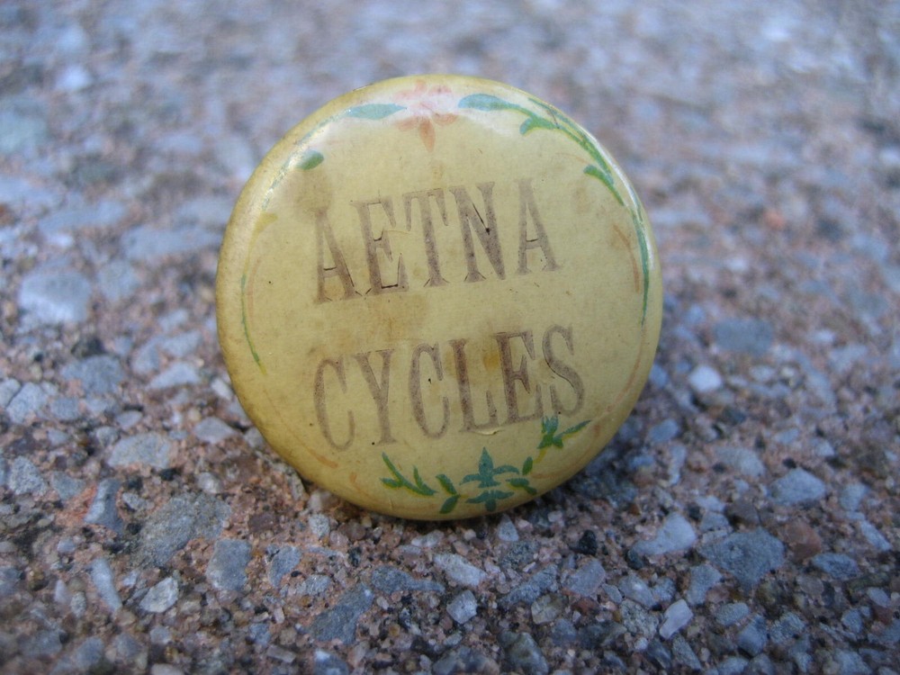 Vintage Aetna Cycles Bicycle Celluloid Button