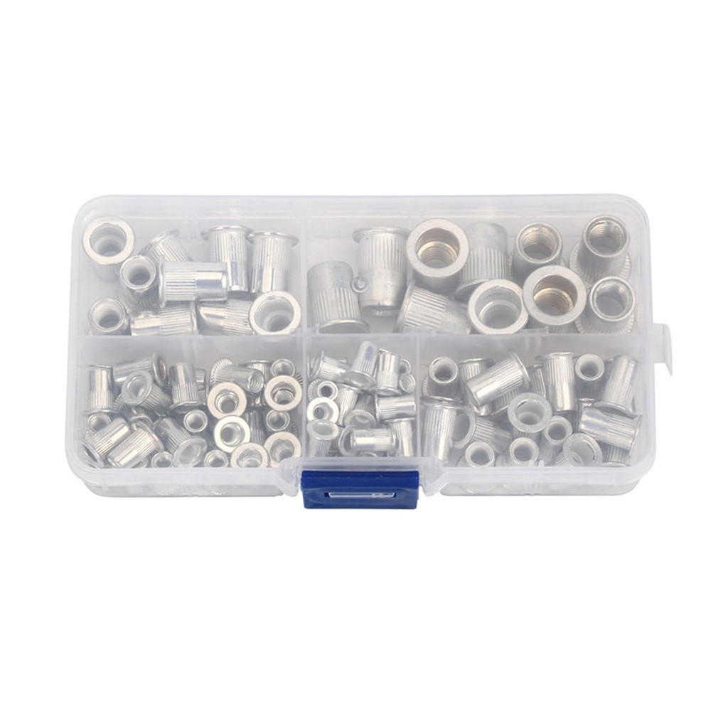 Flat Head Aluminum Rivet Nuts 100pcs Variety Pack for Multiple Applications