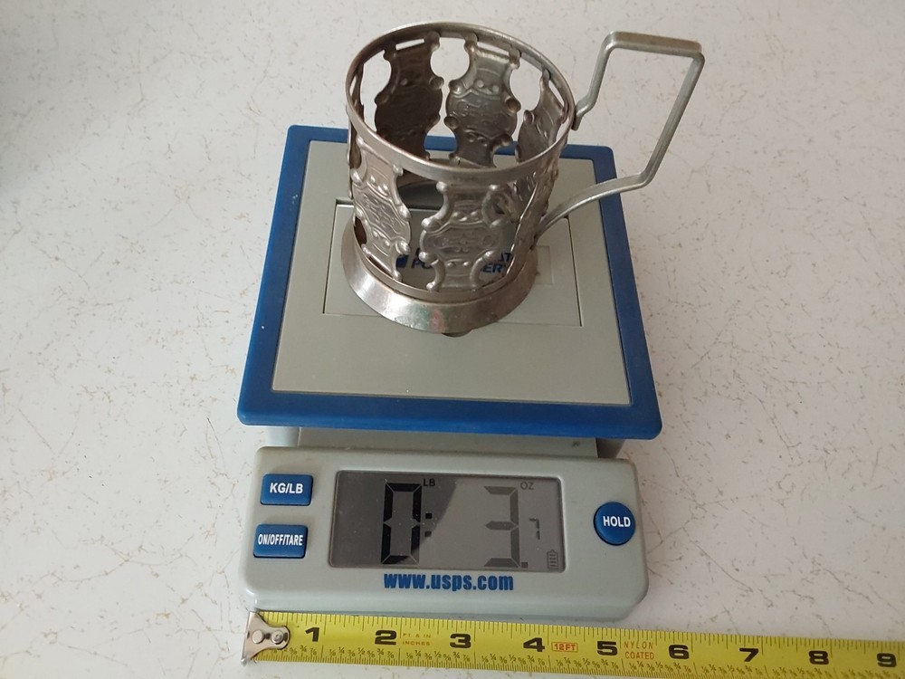 VINTAGE Silver Metal Ware CUP HOLDER w/Markings