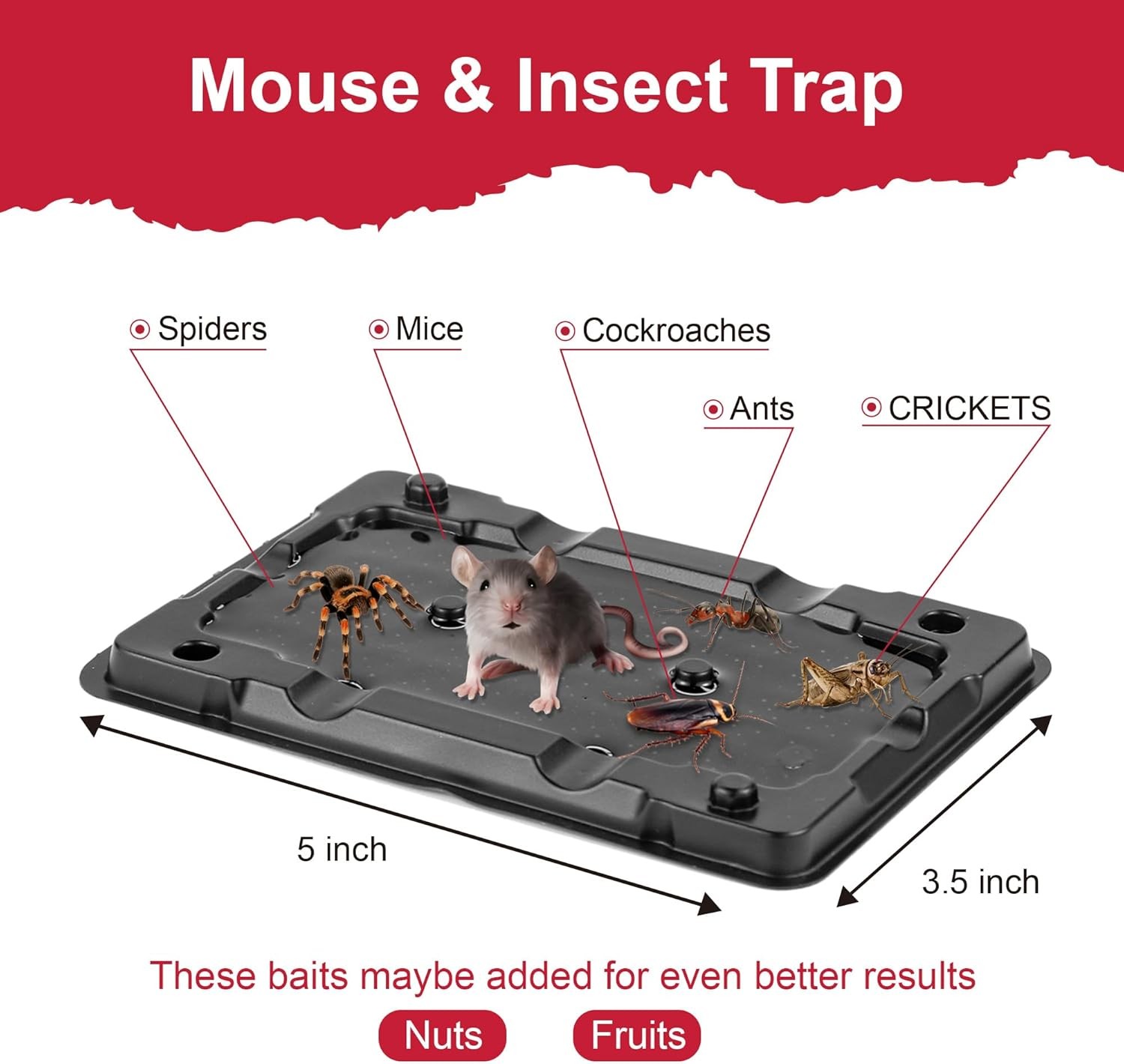 Mouse & Insect Traps 12 Pack, Heavier Sticky Traps with Non-Toxic Glue for Mice