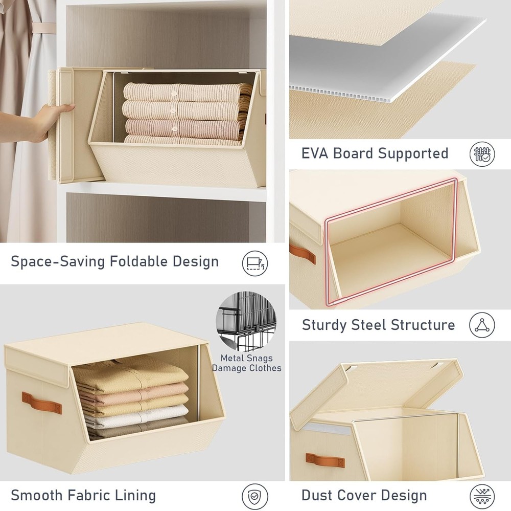 Stackable Closet Organizers & Storage Bins Open Front Closet Shelf Organizer