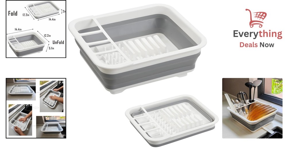 Collapsible Dish Drying Rack Foldable Drainer for Kitchen RV Camping Space Saver