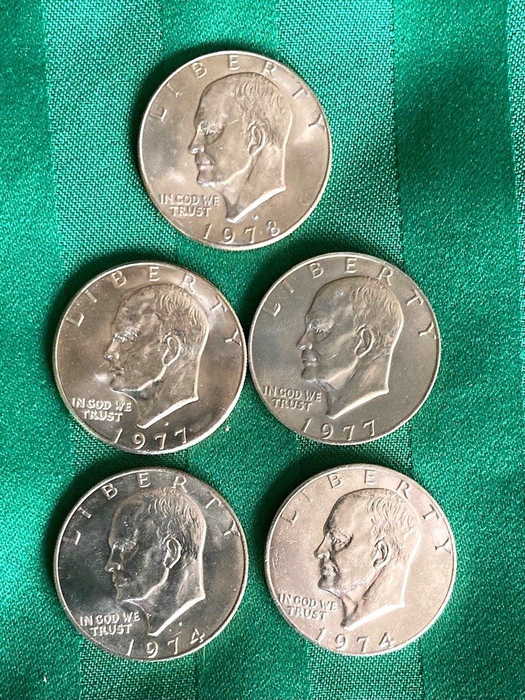 Five Eisenhower Ike $1 Dollars BU 1970's