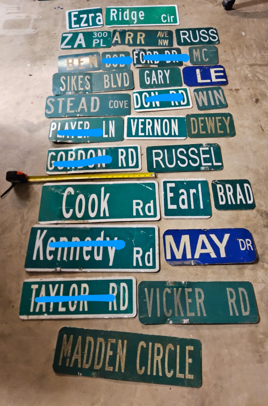 Street name signs. Miscellaneous Sizes. Pick one