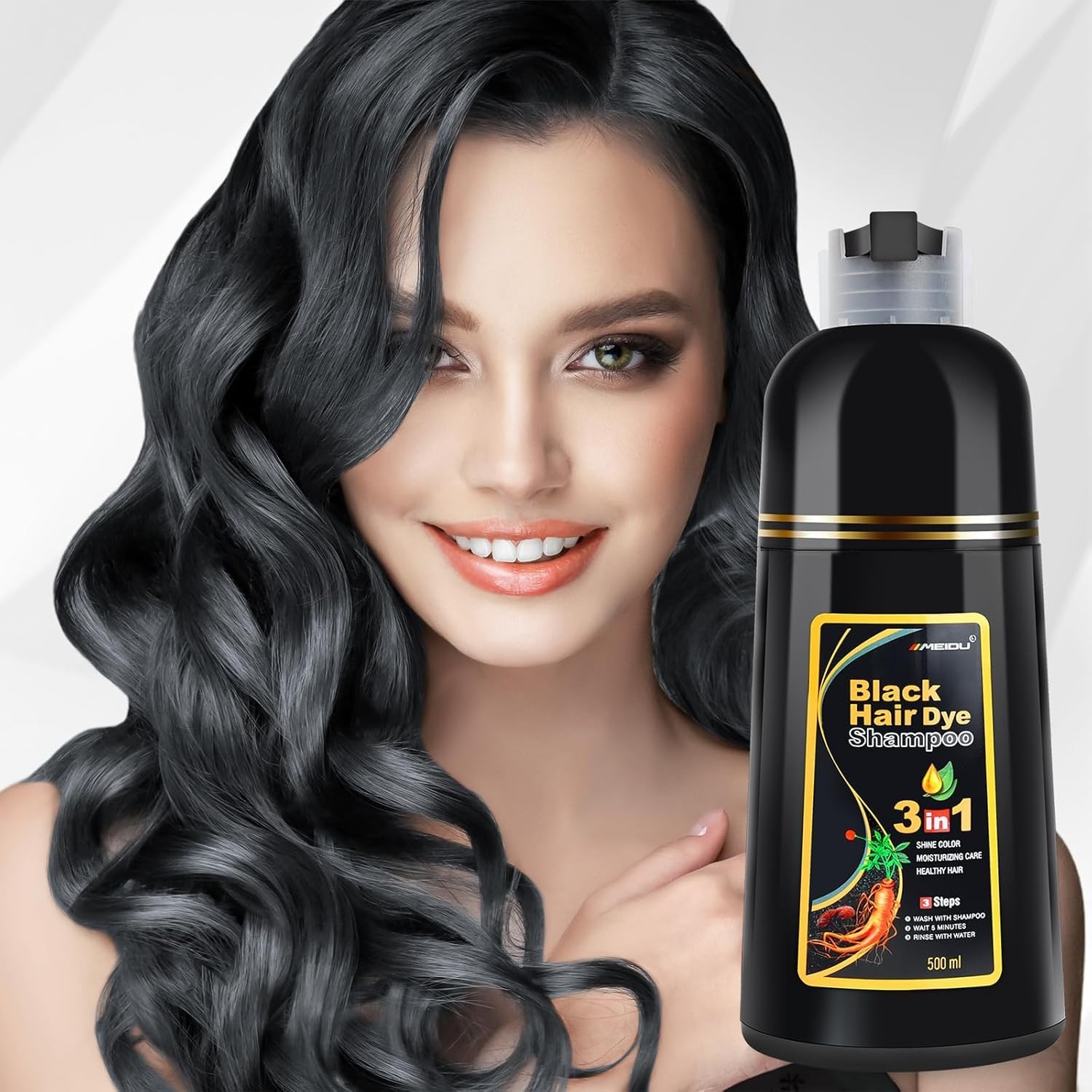 Hair Dye Shampoo 3 in 1 Hair Shampoo Instant Hair Dye Herbal Ingredients