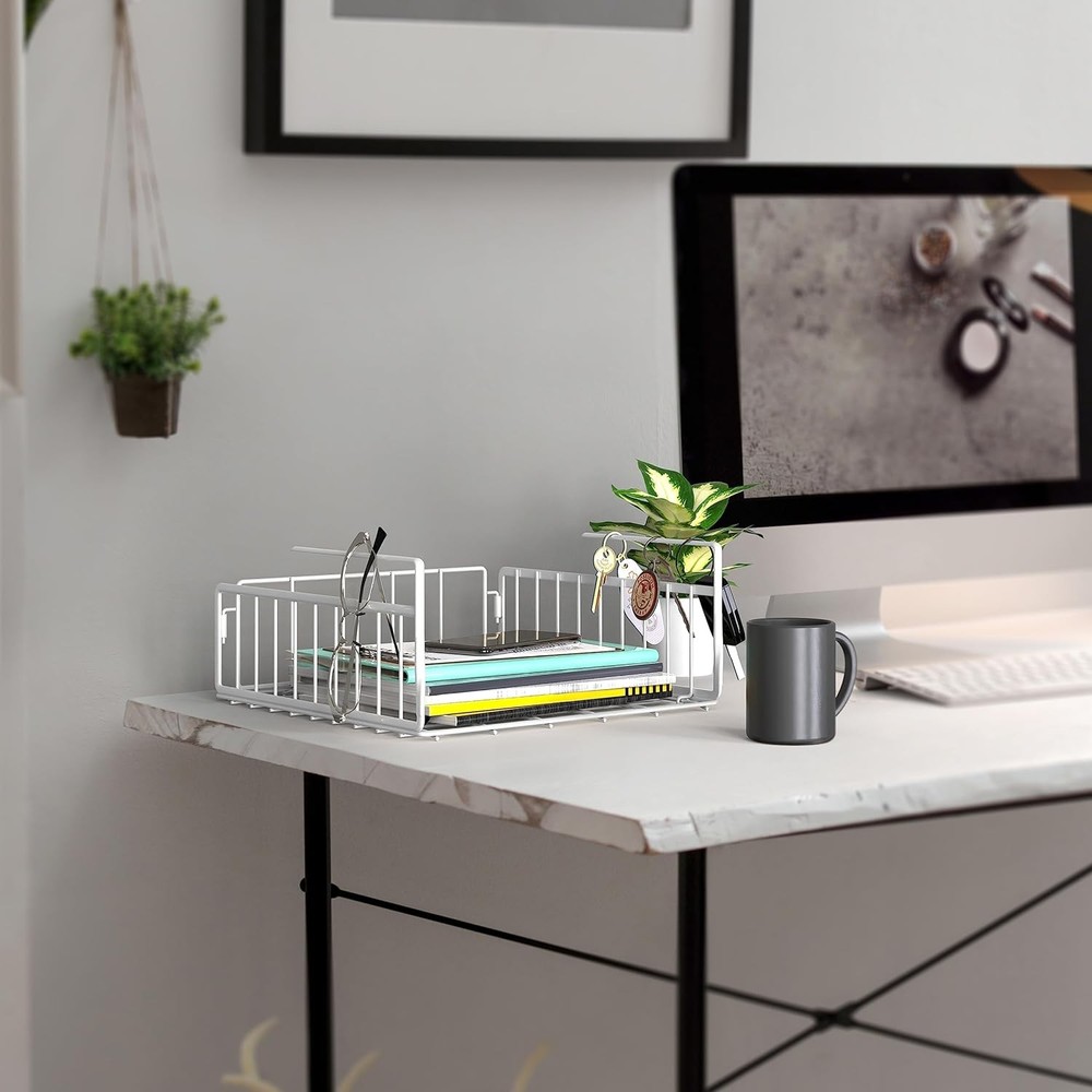 Simple Houseware Under Shelf Basket, White - 2 Pack 2 Pack,