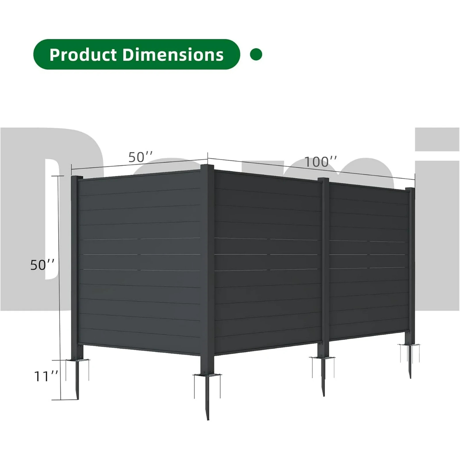 Domi Privacy Screen Fence 50"x50" for AC&Trash,Black Patio Metal Panels,3 Panels