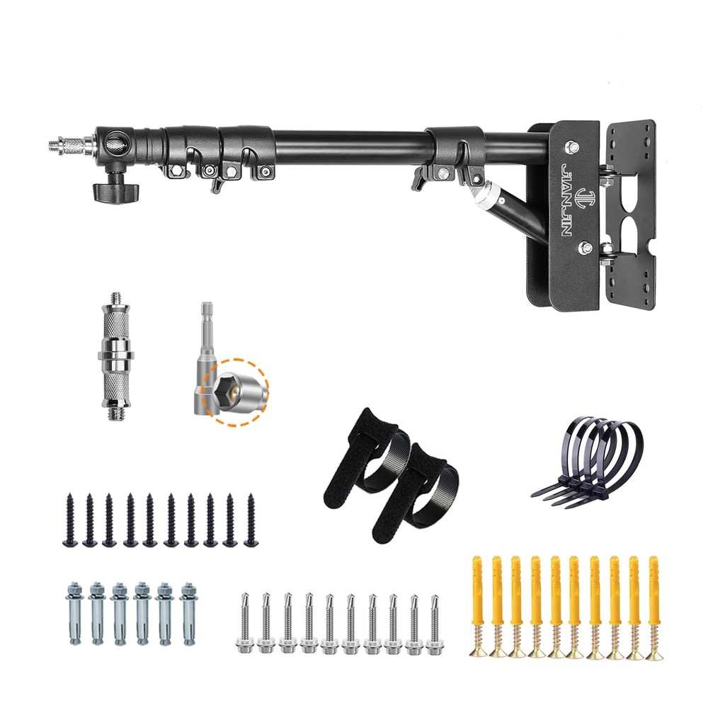 Ring Light Wall Mount 43.3inch/110cm, Ring Light Mount Support 180°Flexible R...