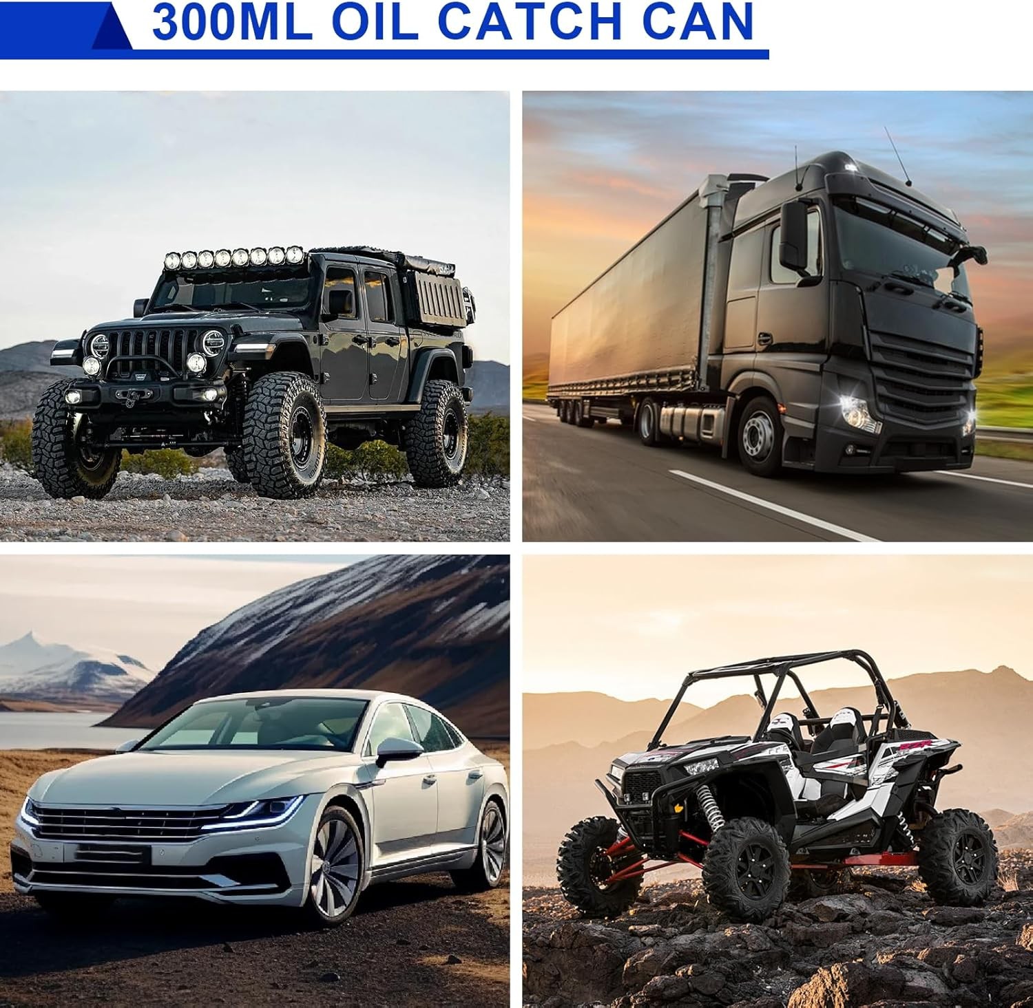 Oil Catch Can, 300ml Black Baffled Catch Can Tank Kit, Aluminum Oil Separator wi