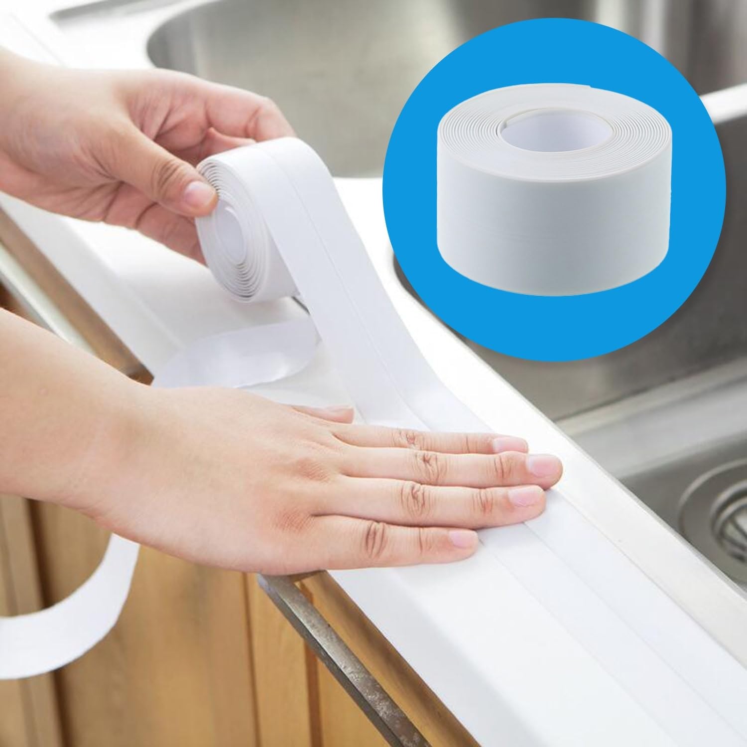 10.5FT PVC Self Adhesive Caulk Sealing Strip Tape For Kitchen Wall Sink Toilet