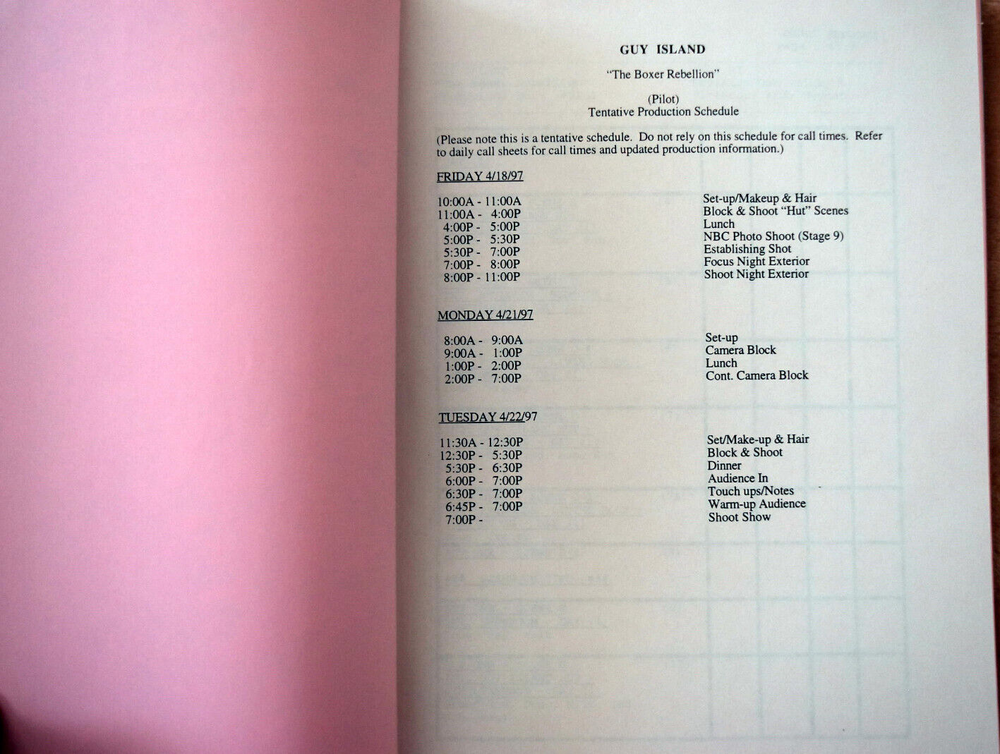 1997 Original Guy Island (The Boxer Rebellion) Final Draft Script