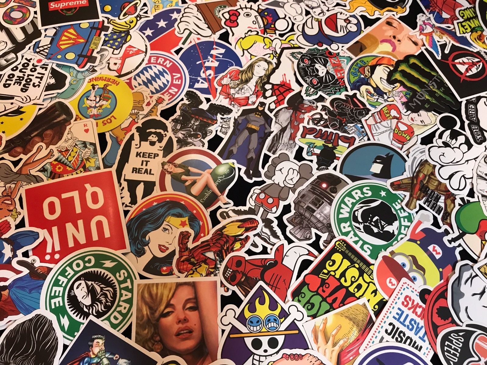 300 Random Skateboard Stickers bomb Vinyl Laptop Luggage Decals Dope Sticker Lot