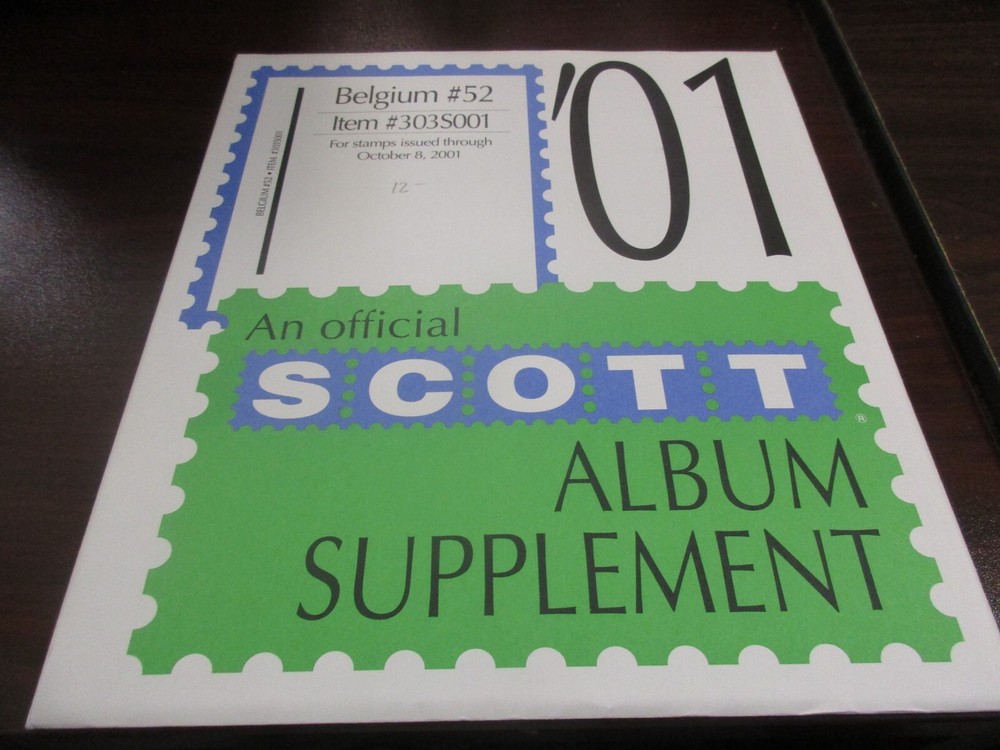 "SCOTT" BELGIUM #52  2001  ALBUM SUPPLEMENT W/FREE SHIPPING!!!