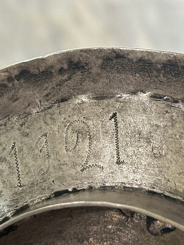 Antique Silver Or Silver Plated Colonisl Spanish Mate Cup With Stand 1921 Engrav