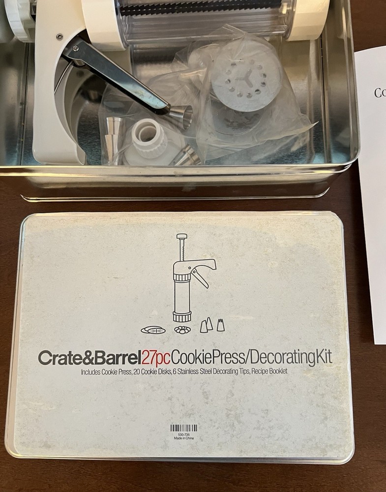 Crate & Barrel 27pcs. Cookie Press/ Decorating Kit