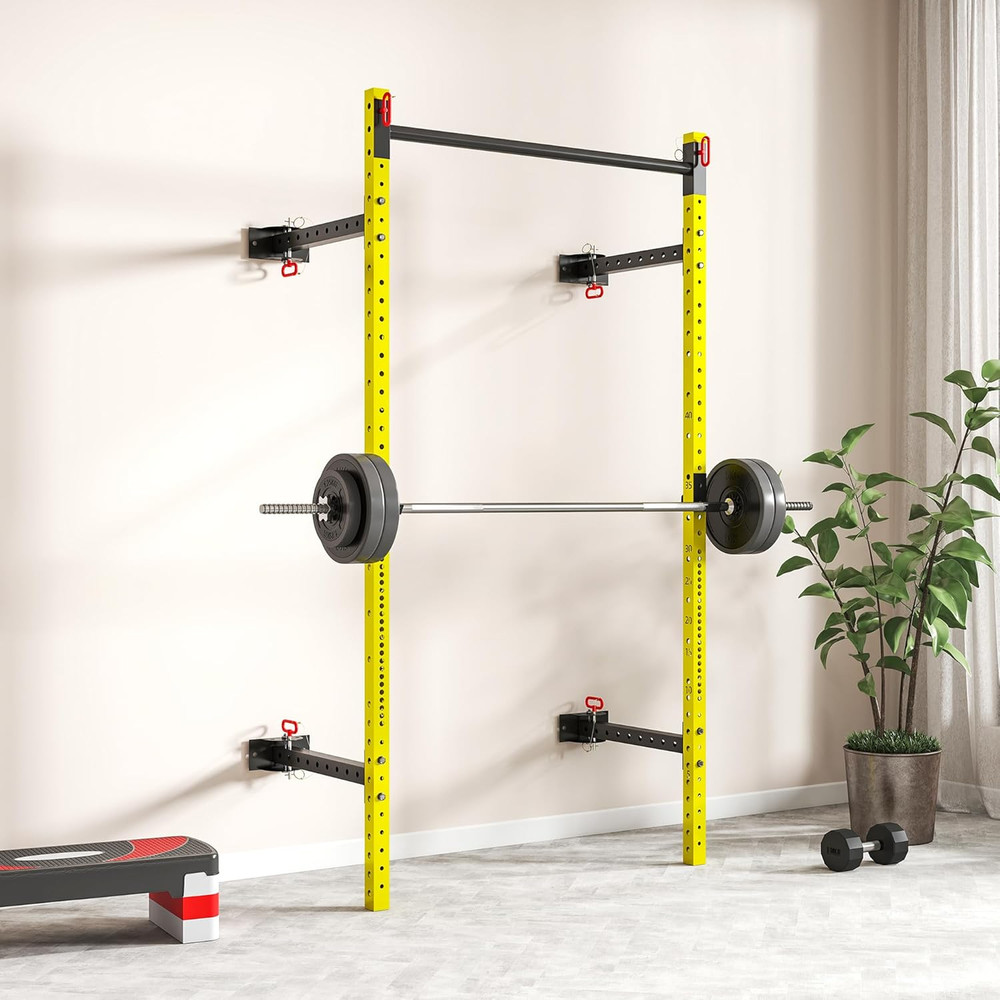 Soozier Folding Squat Rack with Adjustable Pull-Up Bar, 1000 Pounds Capacity Wal