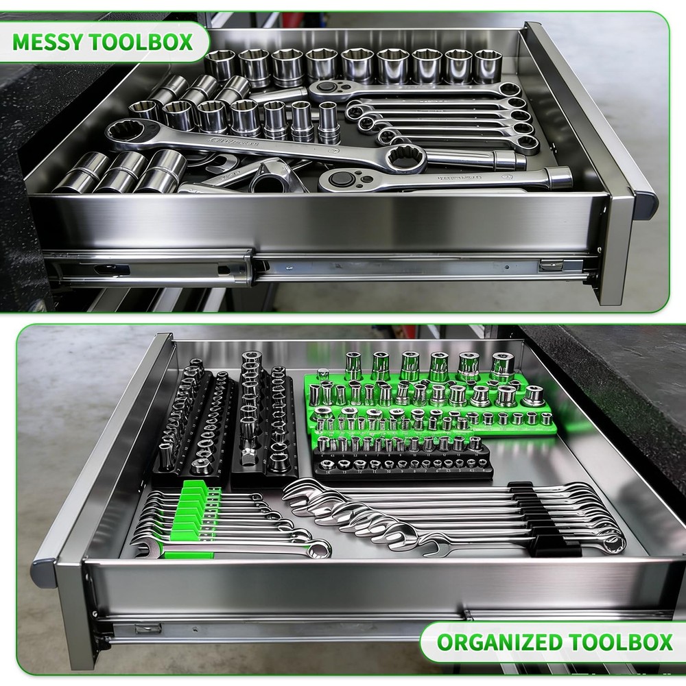 PRRPRR Magnetic Socket Organizer Set, 8PCS Socket Holder, 6 Socket Trays & 2 ...