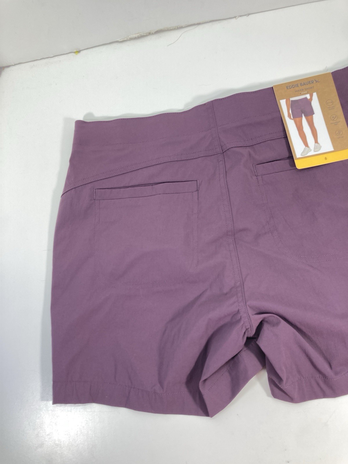 Eddie Bauer Performance Hiker Shorts Women 8 32X7 Purple Eggplant Stretch NWT