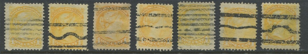 QV Small Queen 1 cent 7 different precancels